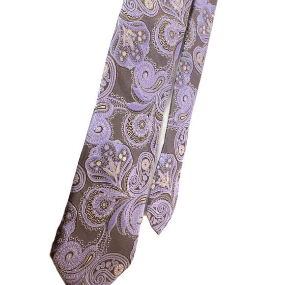 Ted Baker London Men's 100% Silk Necktie USA Designer Paisley Purple EUC - Picture 5 of 12